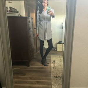 Women’s striped long button down dress blouse. Barely used